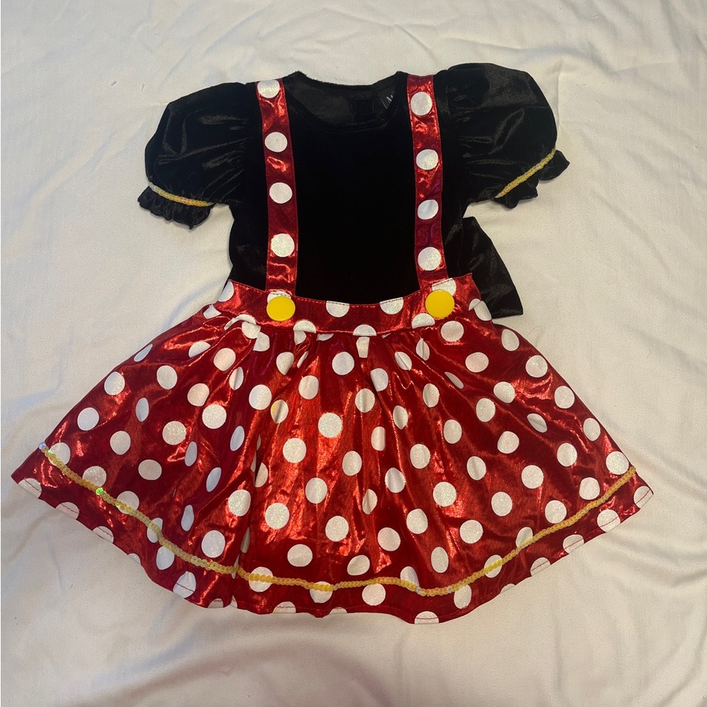 Disney Toddler Girls Minnie Mouse Costume Size 3-4T Red, Black, White and Gold